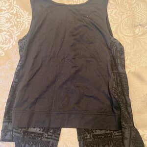 Black Sleeveless Top with Sheer Patterned Sides